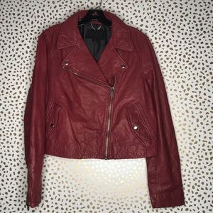 J Crew Collection Washed Leather Jacket Red
